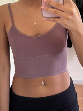 Mauve/Purple Ribbed Cropped Tank Top